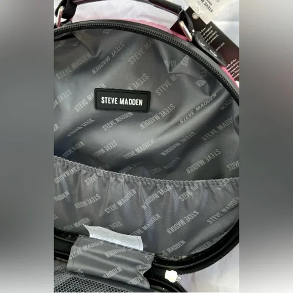 Steve Madden NWT Plastic Pink Hat Box/Cosmetic Case Hard Luggage Crossbody - Picture 6 of 9